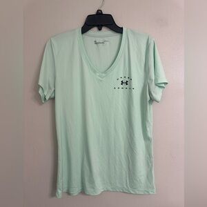 Under Armour Women’s Mint Green V-Neck Athletic T-Shirt Size Large
